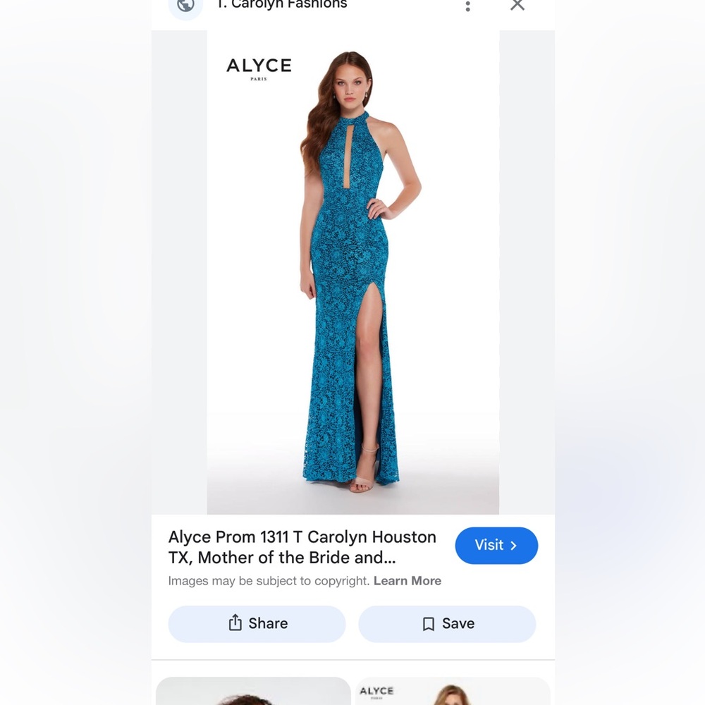 Alyce Paris Teal Lace Wedding Dress